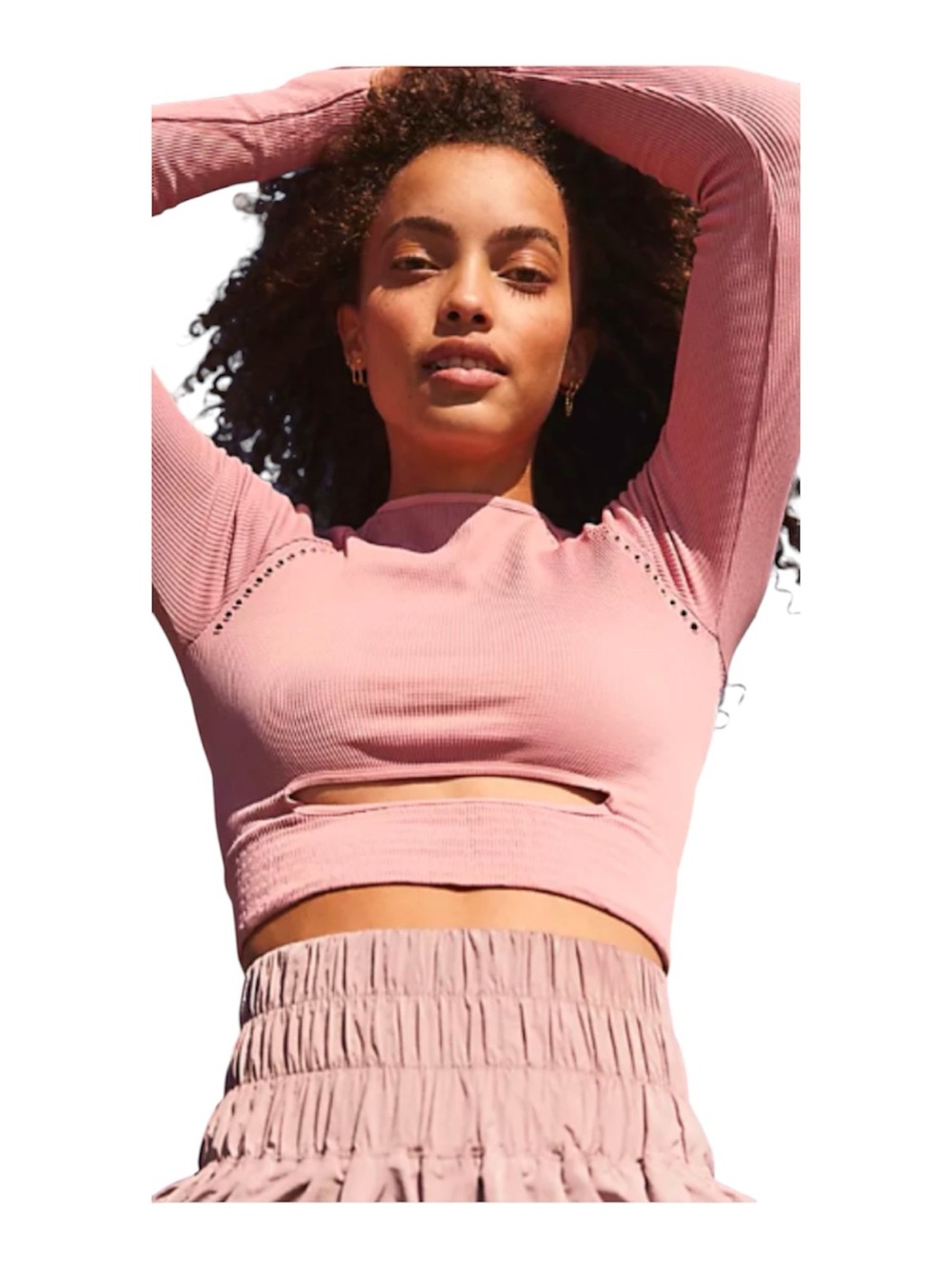 Free People Movement Cut it out long sleeve pink top